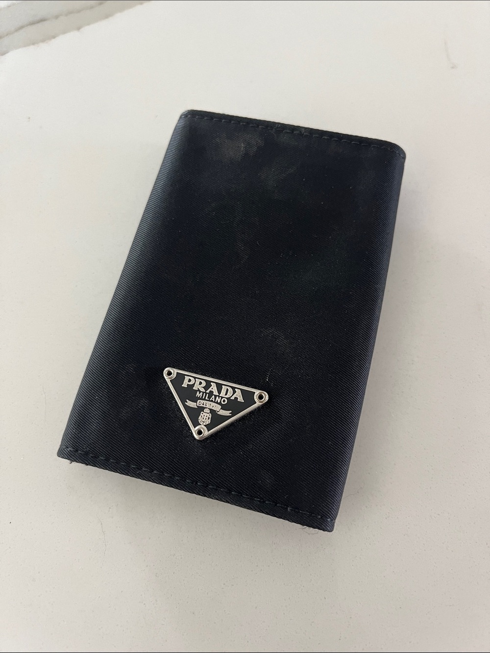 Prada Tessuto Key Case Black Nylon and Leather Card Holder Vintage